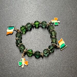Irish Green Beaded Charm Bracelet